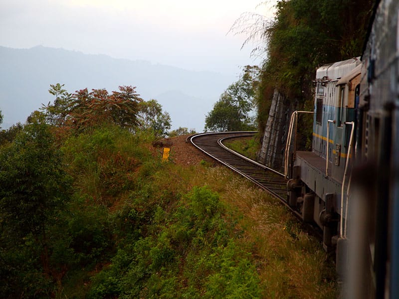 The hill country train on a mountain curve